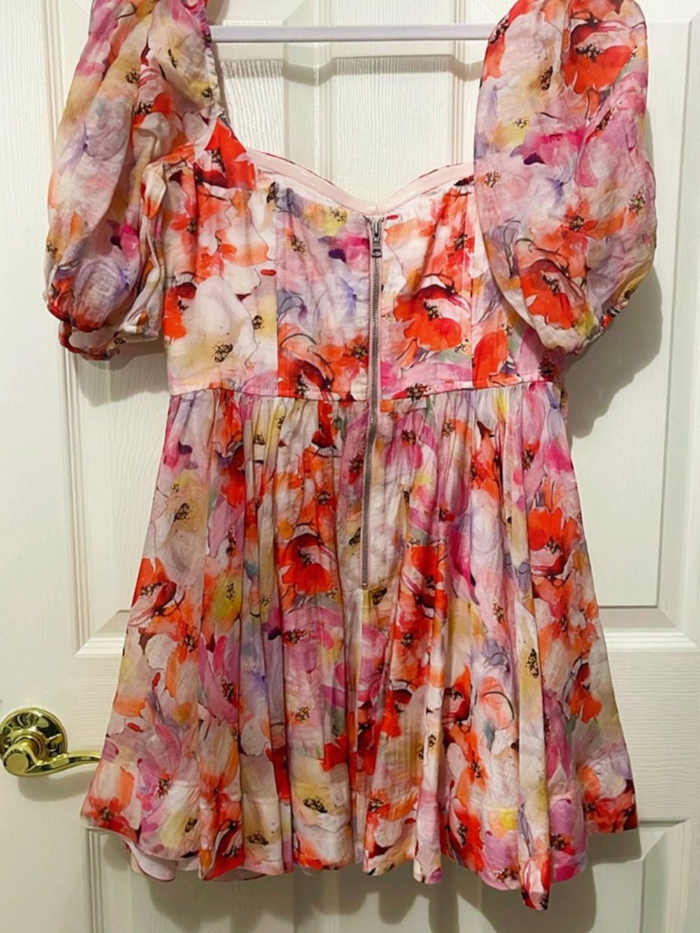 Floral Puff-Sleeve Kids Dress in Multi-Color
